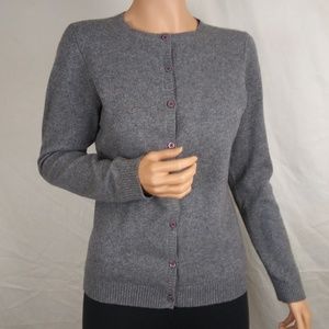 Gray 100% Cashmere Cardigan Sweater Sz S